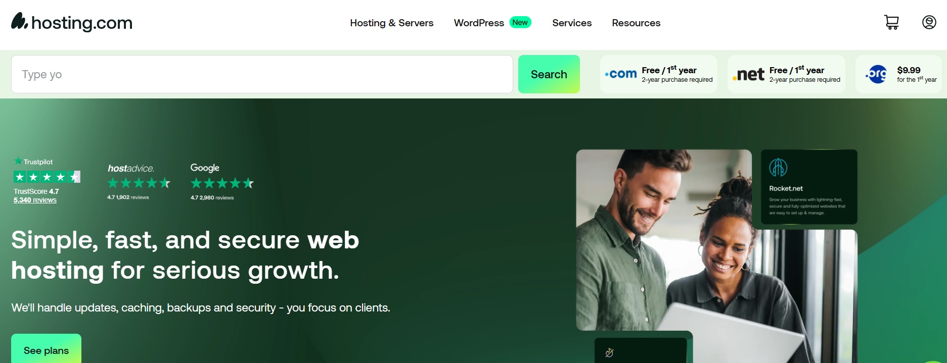 A2 Hosting homepage screenshot