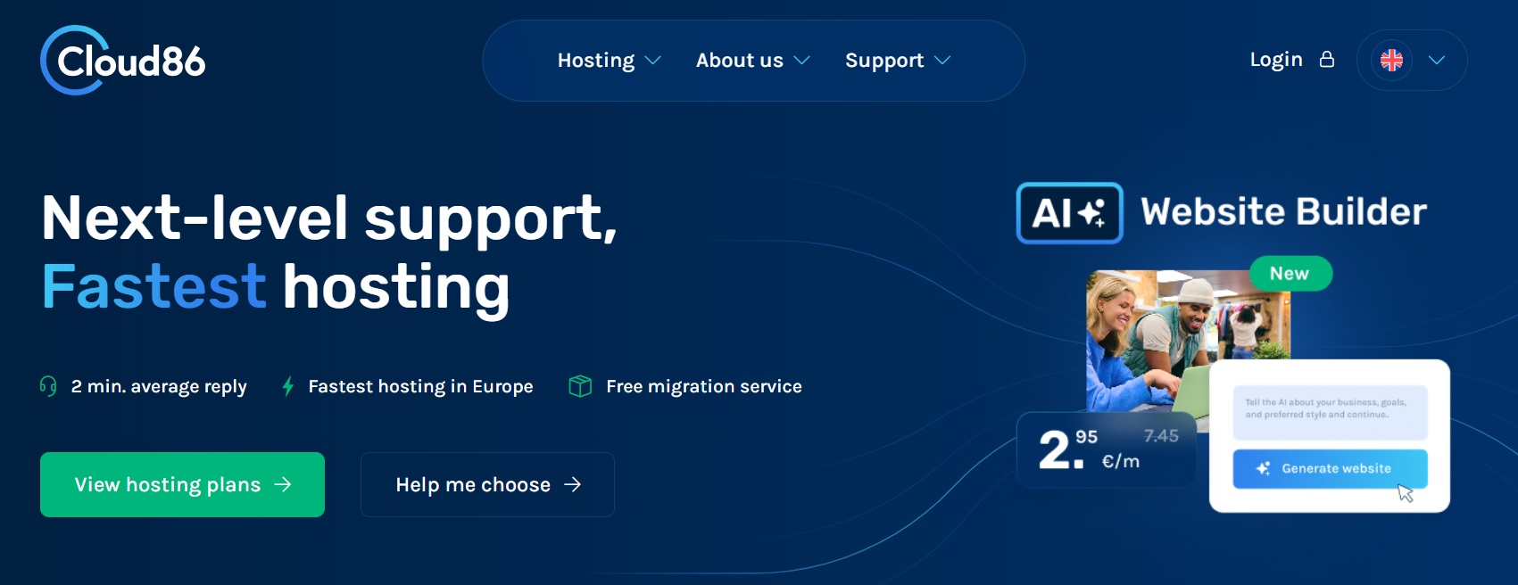Cloud86 homepage screenshot