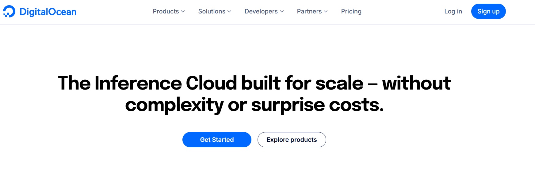 DigitalOcean homepage screenshot