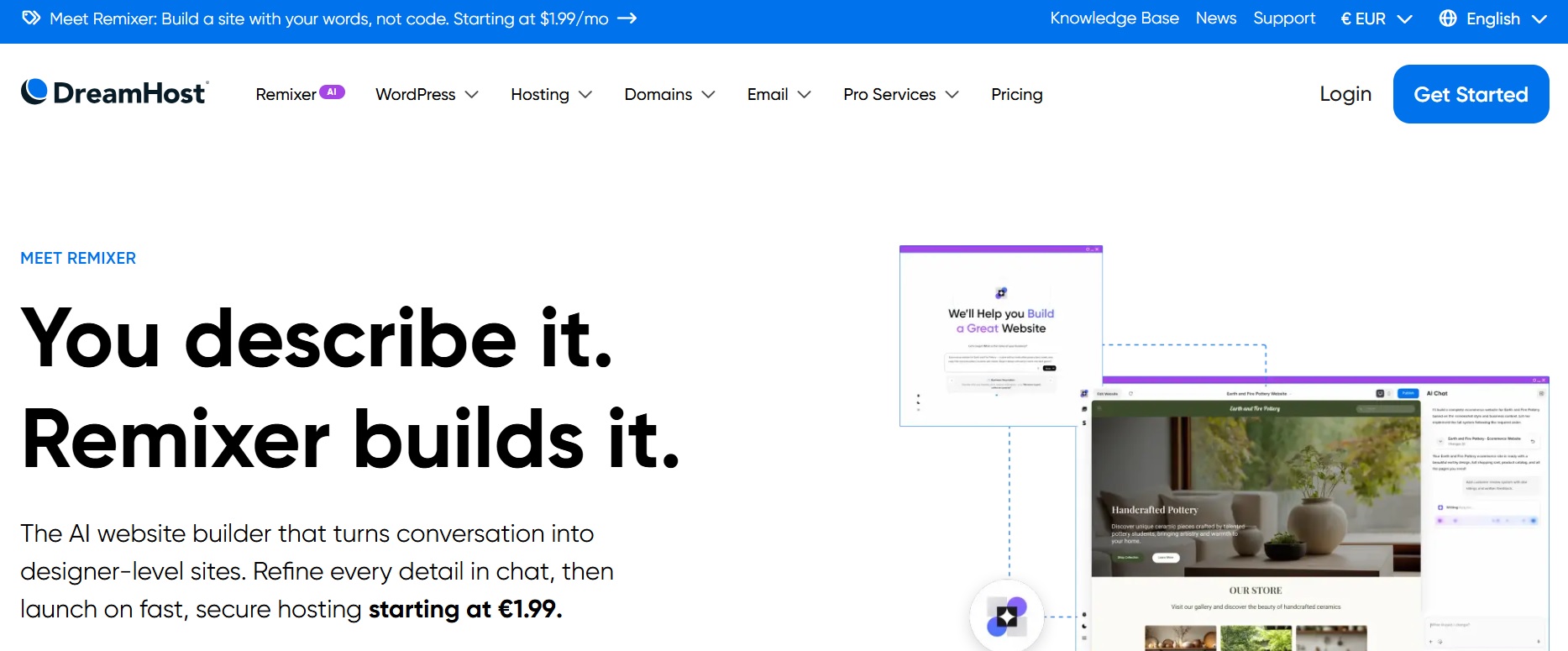 DreamHost homepage screenshot