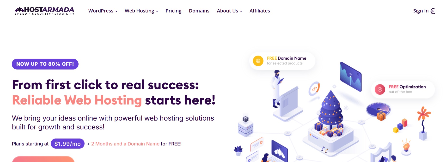 HostArmada homepage screenshot