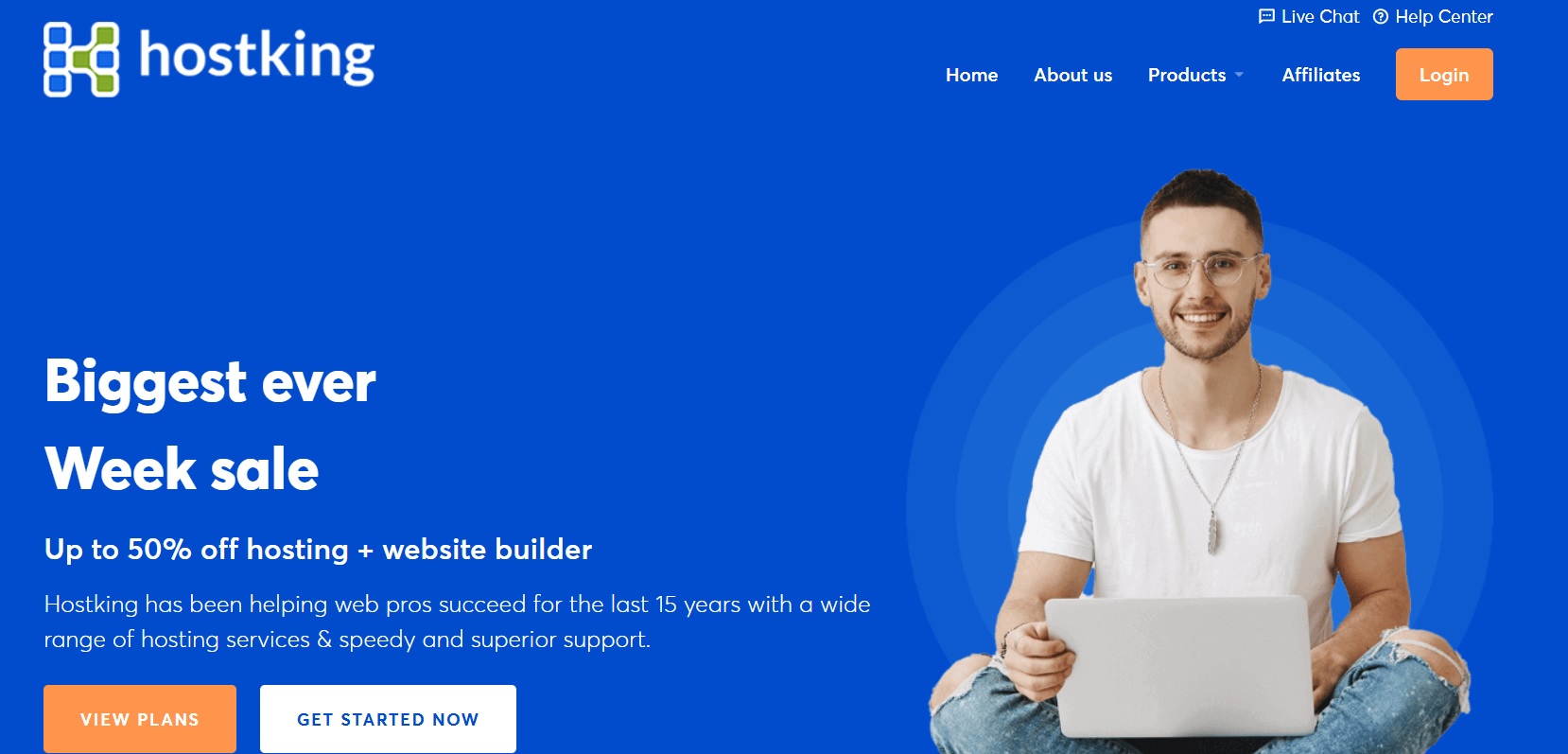 Hostking homepage screenshot