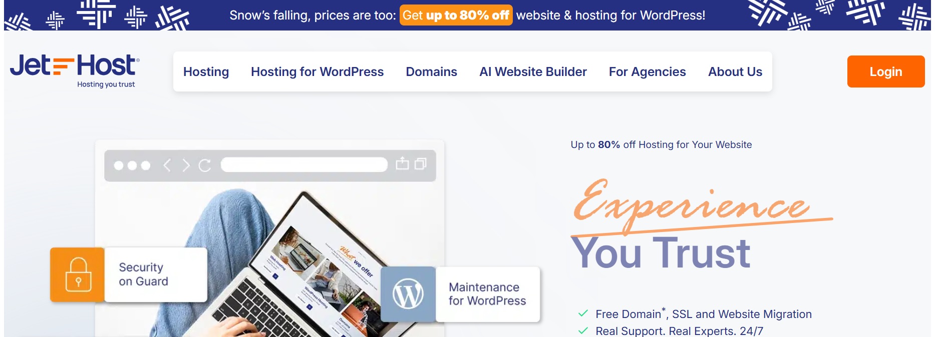JetHost homepage screenshot