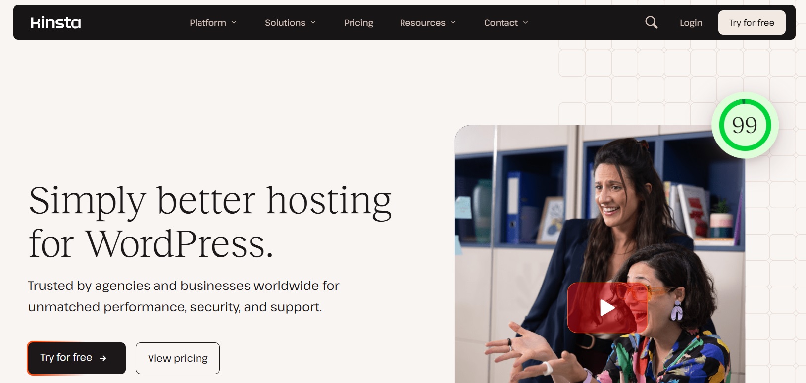Kinsta homepage screenshot