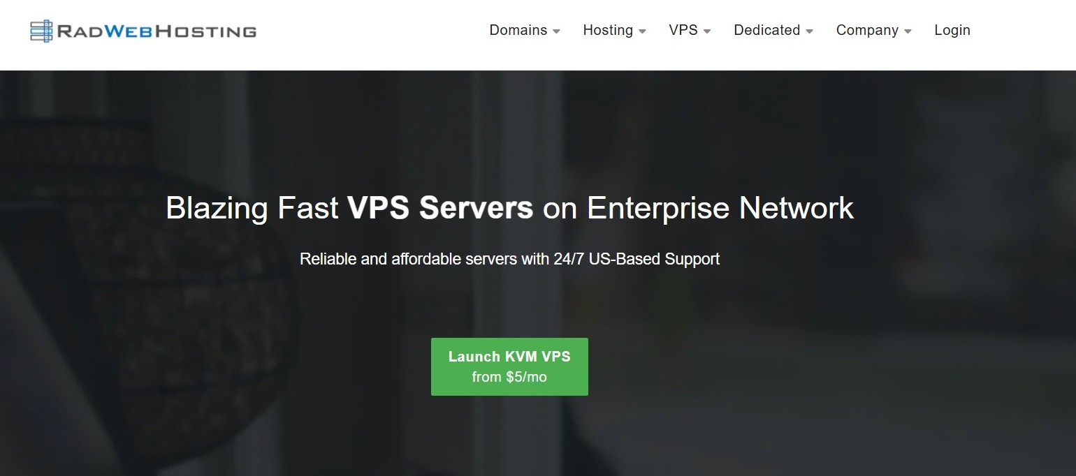 Rad Web Hosting homepage screenshot