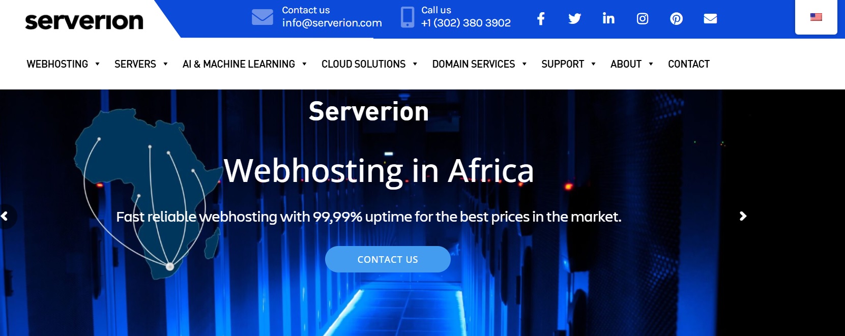 Serverion homepage screenshot