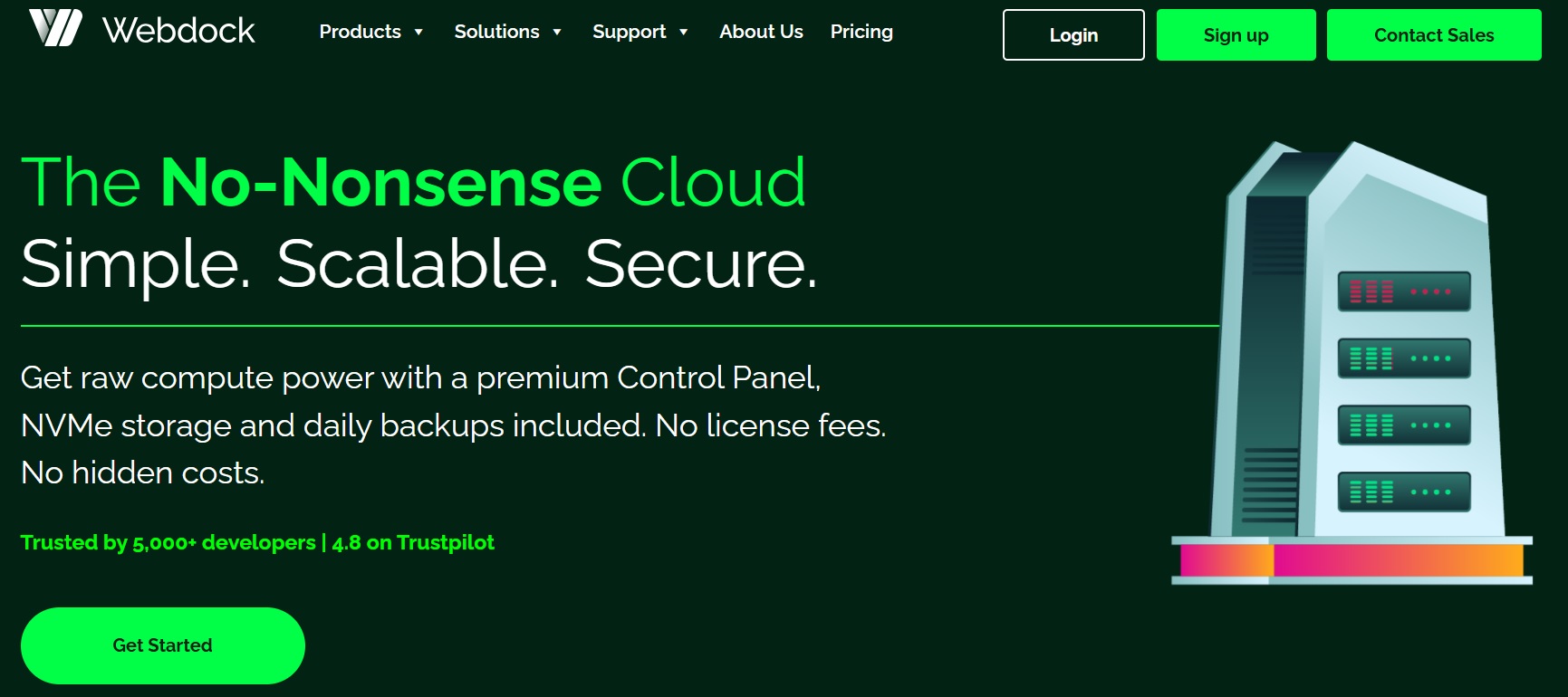 Webdock homepage screenshot