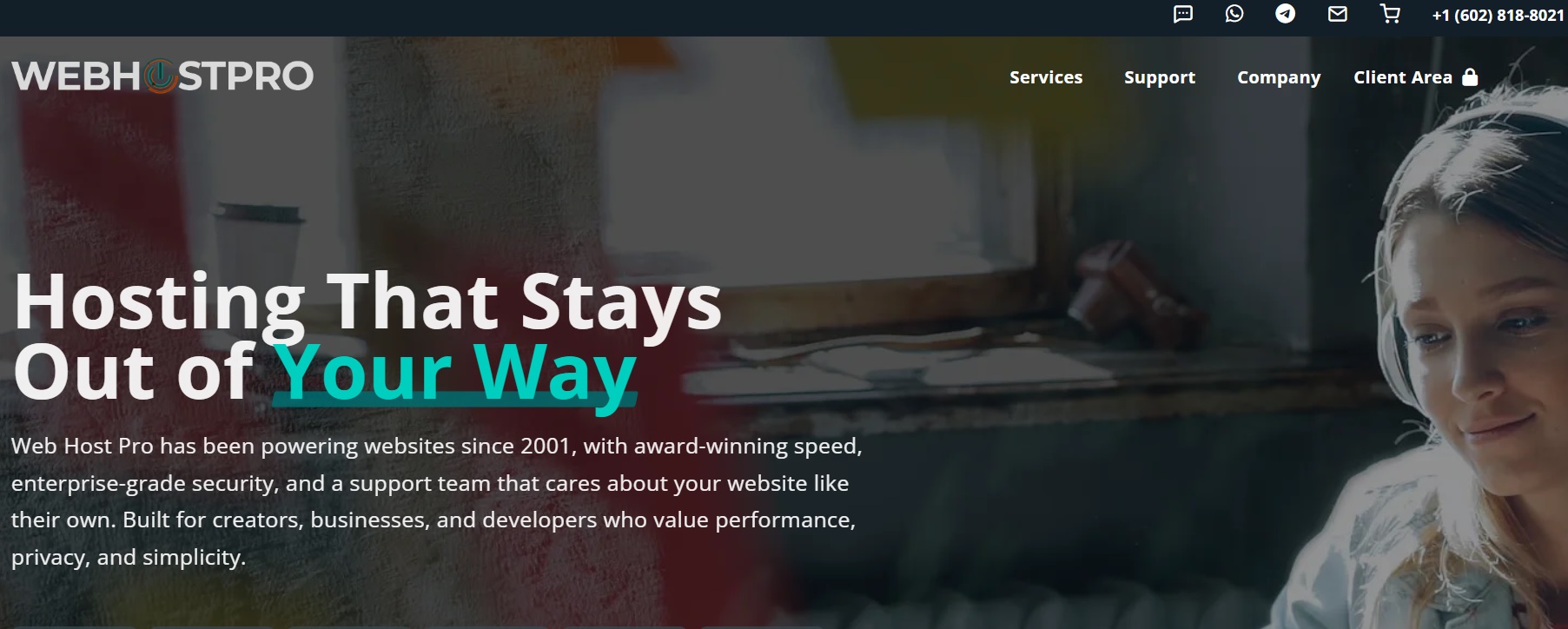 Web Host Pro homepage screenshot